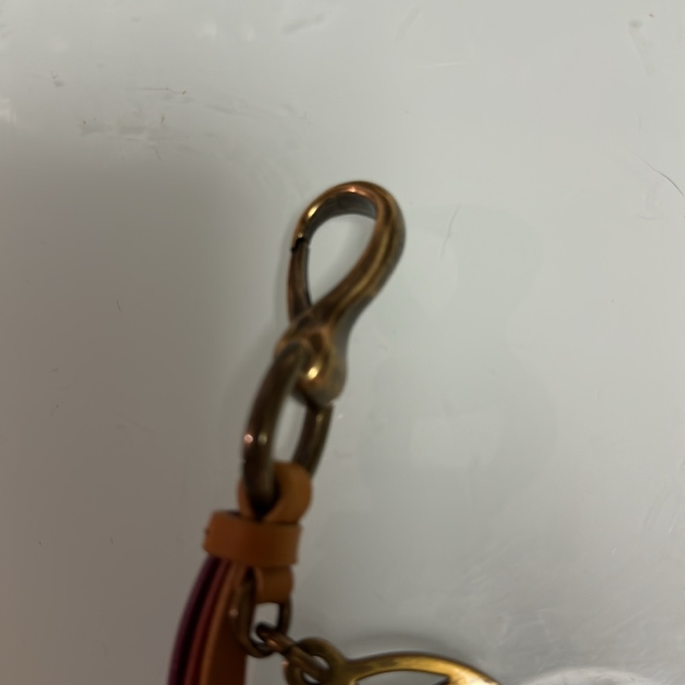 Lauren Ralph Lauren Colorful leather leaf key chain/bag charm - Picture 3 of 5